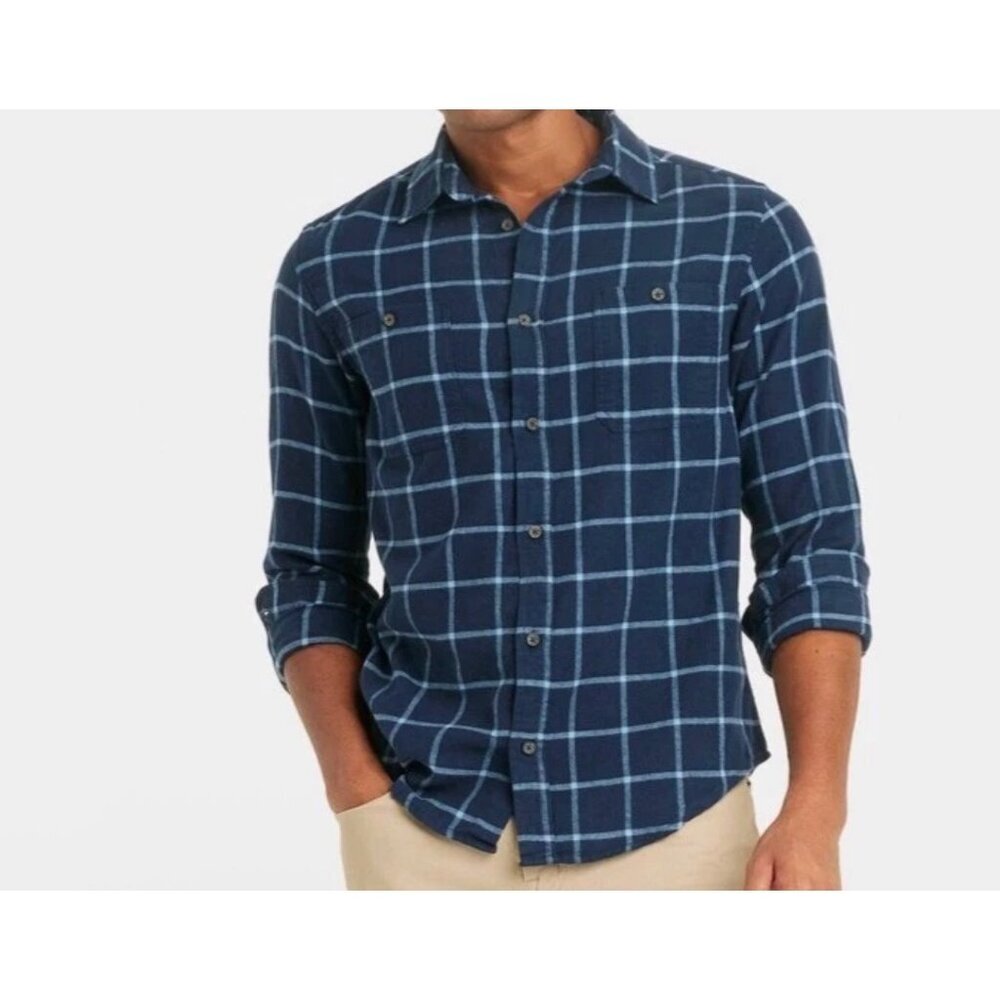 Goodfellow Men's Long Sleeve Midweight Plaid Flannel Button-Down Size L NWT